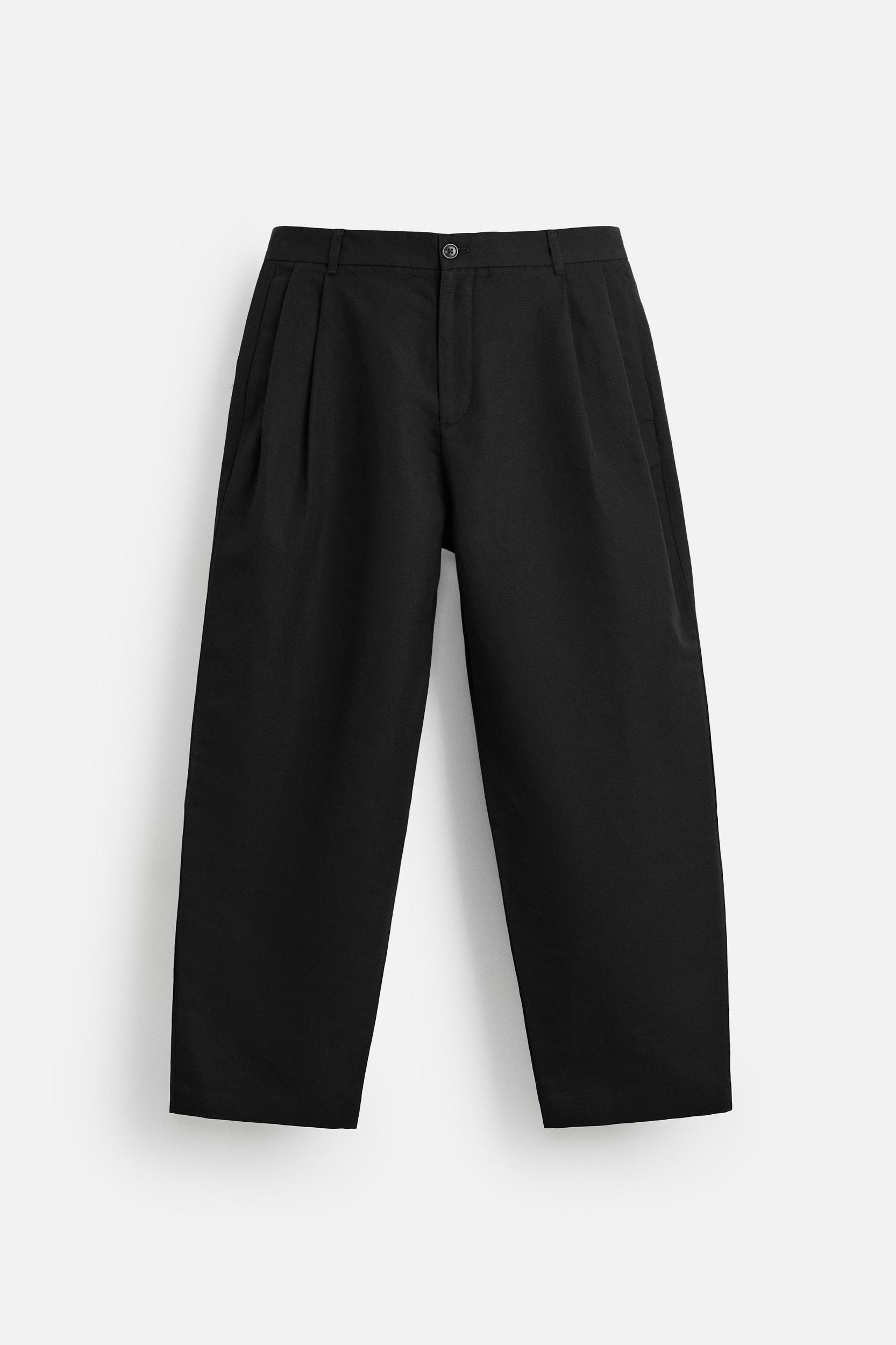 COTTON - LINEN PLEATED PANTS Product Image