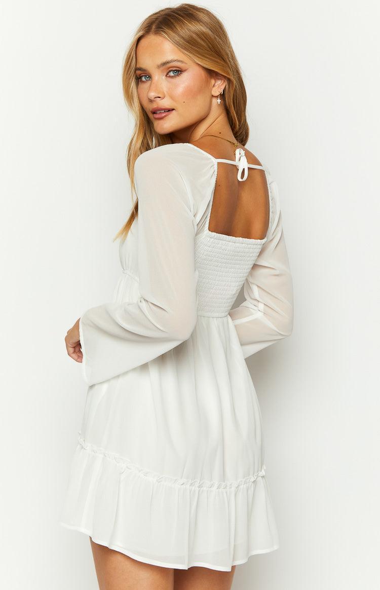 Gemima White Chiffon Mini Dress Product Image
