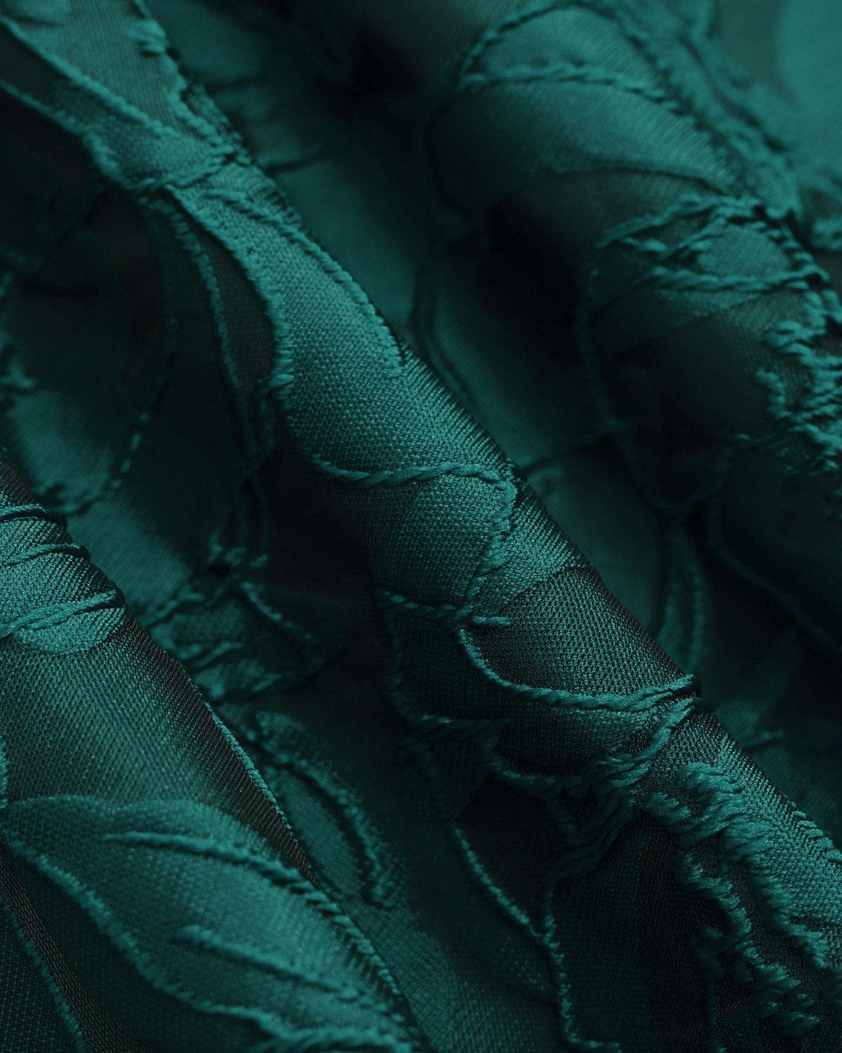 Green Sweetheart Neck Jacquard Midi Dress Product Image