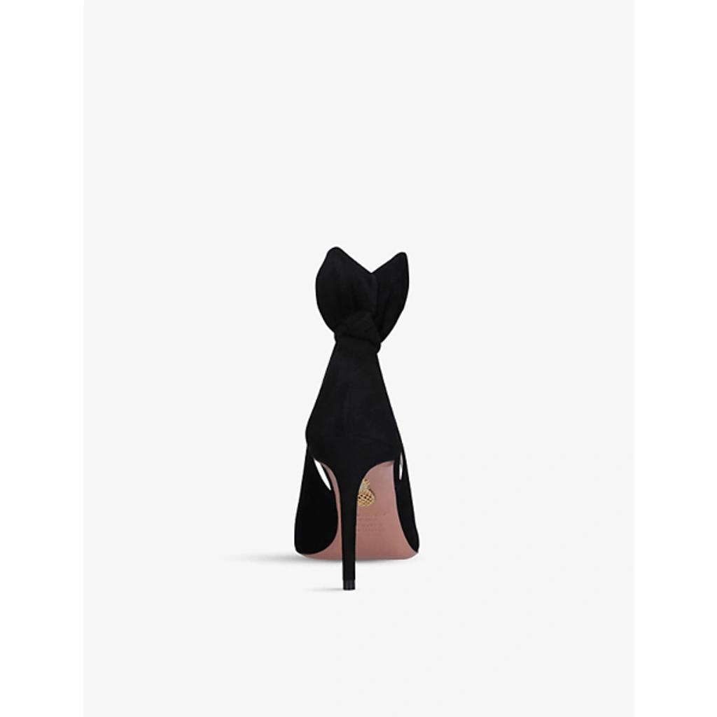 AQUAZZURA Bow Tie 85 Suede Pumps In Black Product Image