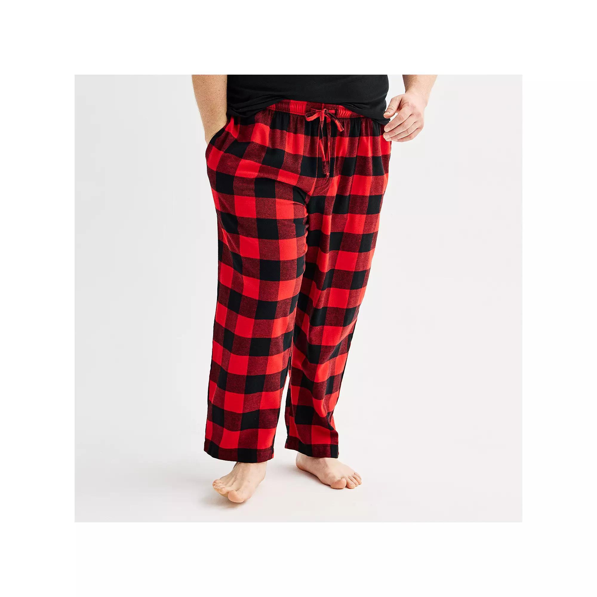Big & Tall Sonoma Goods For Life® Flannel Drawstring Pajama Pants, Men's, Size: 3XL Tall, Red Checks Product Image