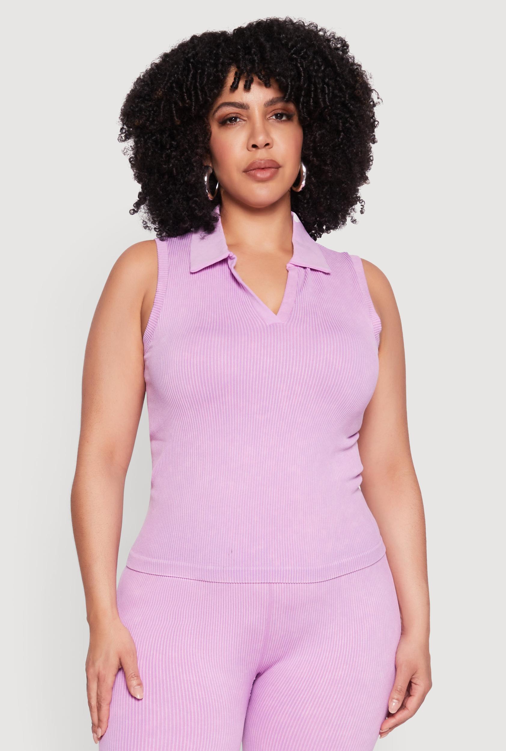 Womens Plus Size Mineral Wash Ribbed Knit Johnny Collar Top Product Image
