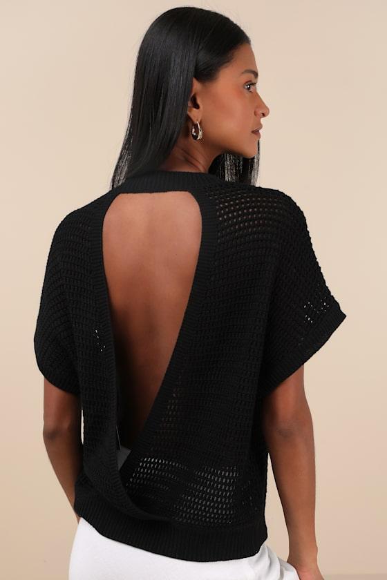Carefree Mentality Black Cutout Sweater Top Product Image