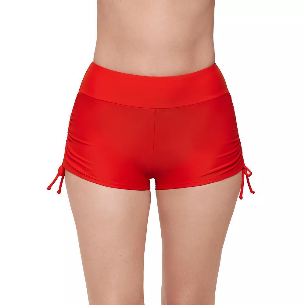 Women's ECO BEACH Side-Ruched Swim Shorts, Size: Large, Habanero Product Image
