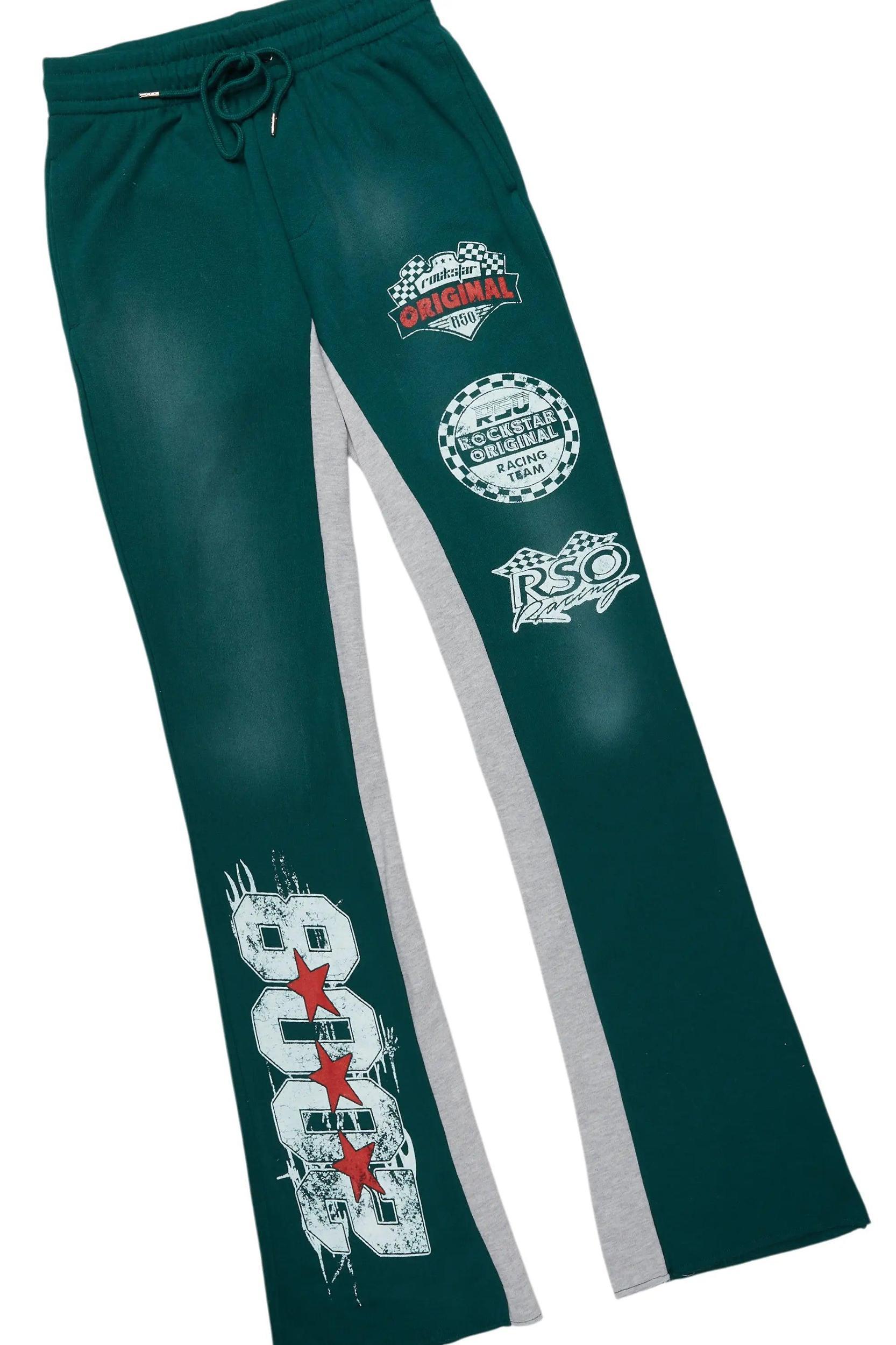 Racing Grung Dark Green Hoodie/Baggy Track Pant Set Male Product Image