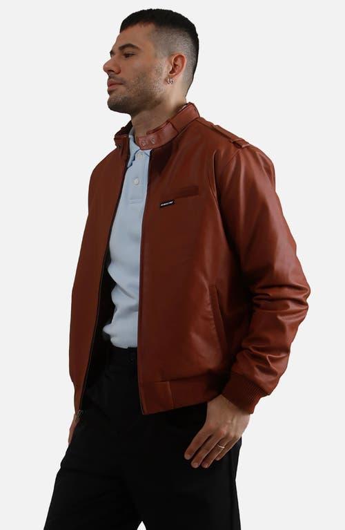 Members Only Men's Faux Leather Iconic Racer Jacket in Cognac at Nordstrom, Size Large Product Image