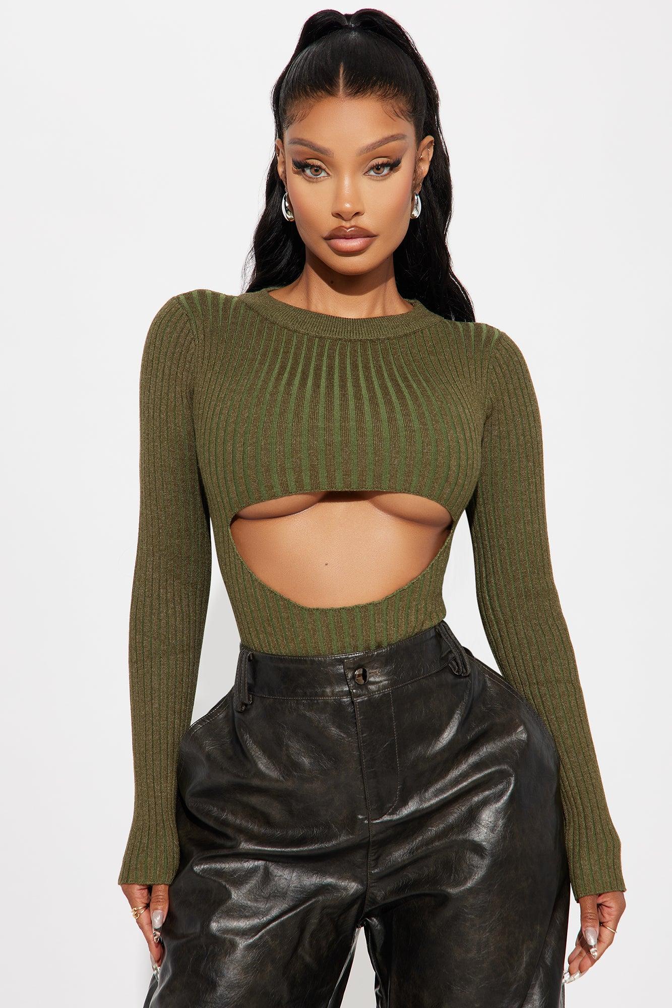 Sydney Sweater Bodysuit - Olive Product Image