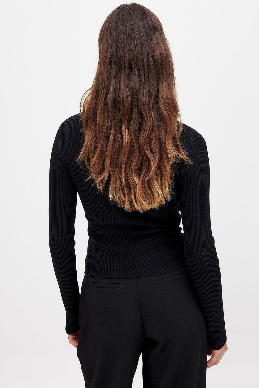 Ribbed Knitted V-Neck Top Product Image