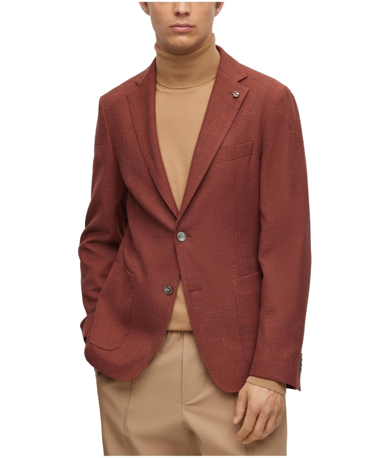 HUGO BOSS Boss By  Men's Micro-pattern Slim-fit Jacket In Medium Red Product Image