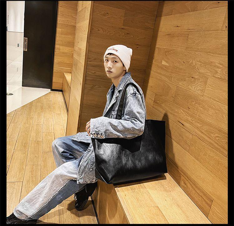 Plain Faux Leather Tote Bag Product Image