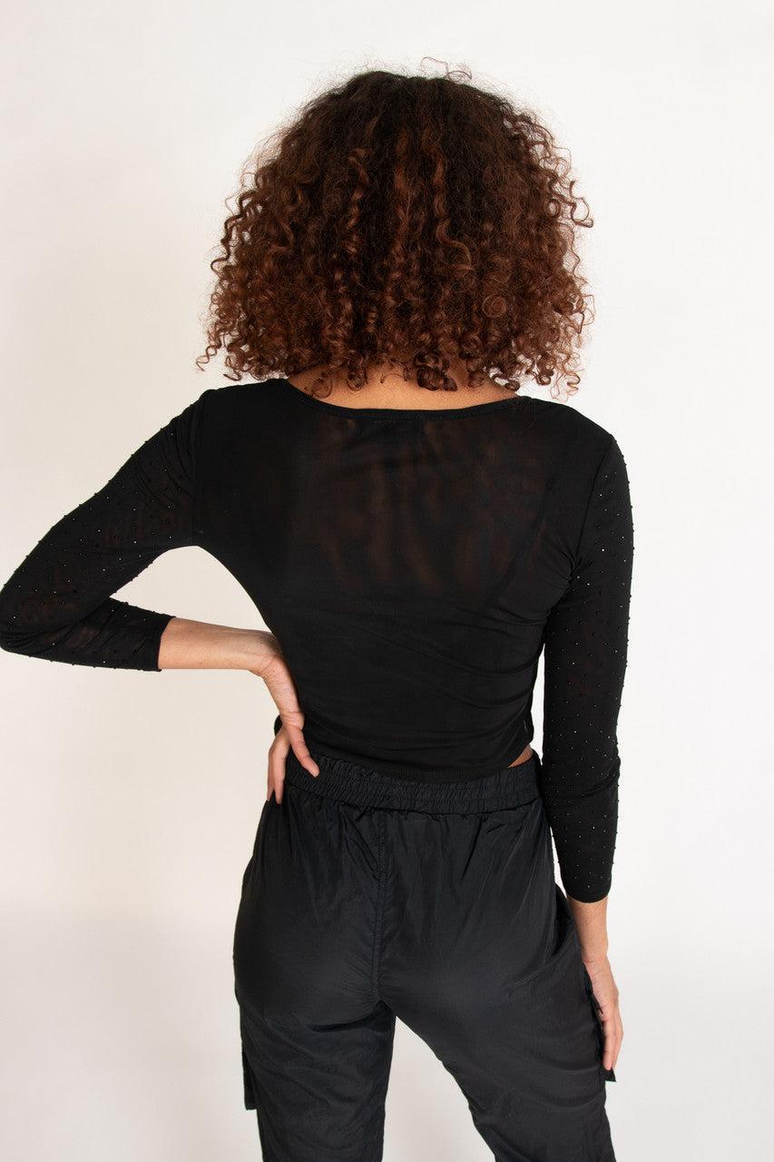 Studded Mesh Long Sleeve Top Product Image