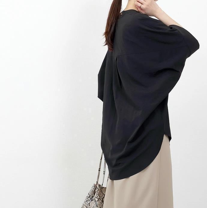 3/4 Sleeve V-Neck  Oversized Chiffon Blouse Product Image