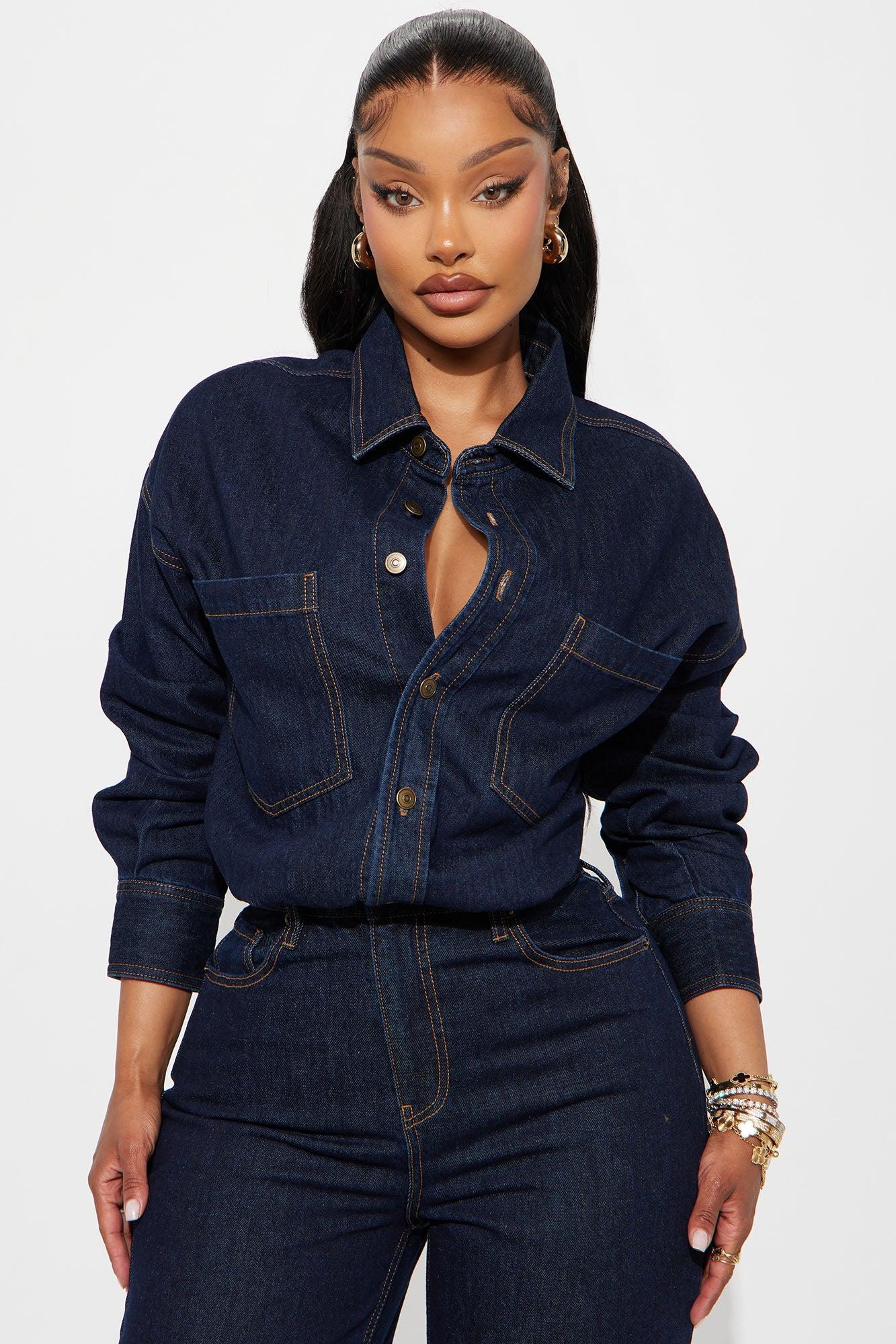 Farmer's Market Cutie Denim Jumpsuit - Indigo Product Image
