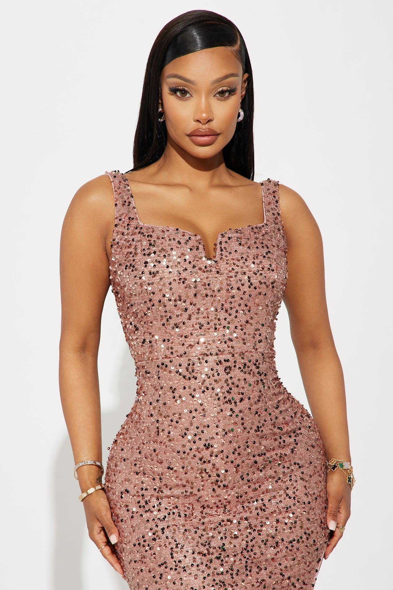 Nathalie Sequin Maxi Dress - Mocha Product Image