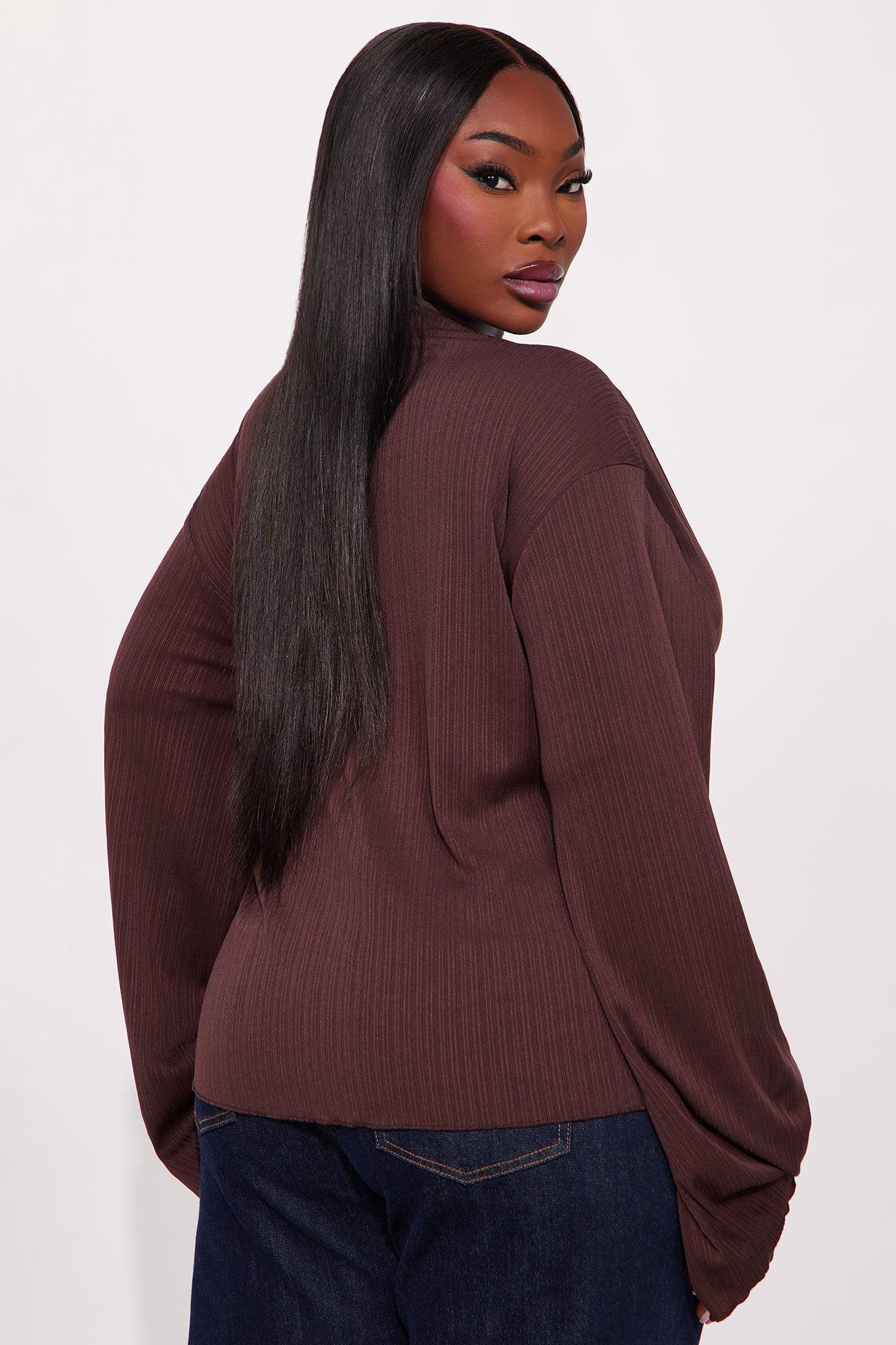 Sunset Cruise Long Sleeve Flyaway Top - Brown Product Image