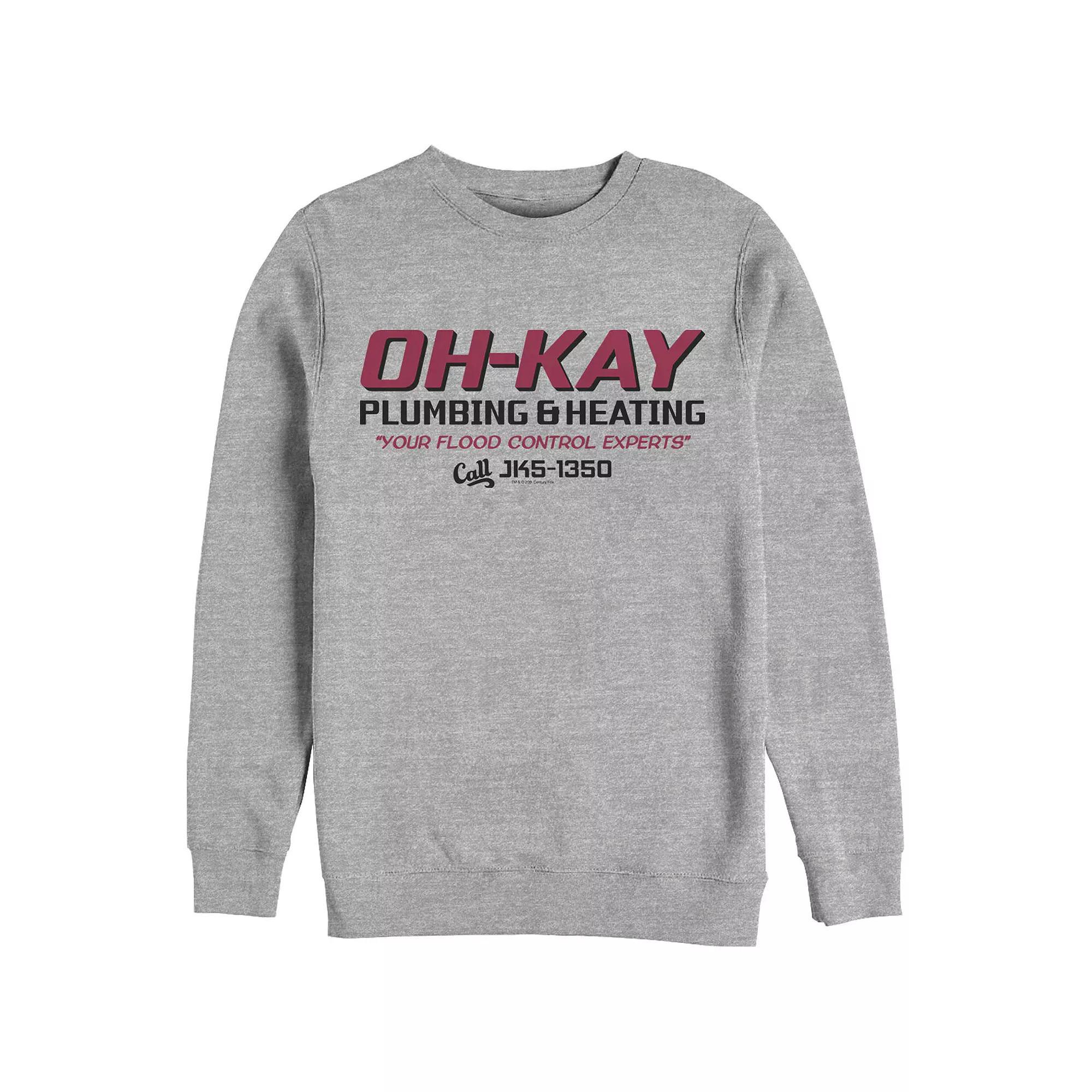 Big & Tall Home Alone Oh-Kay Plumbing & Heating Logo Graphic Fleece, Men's, Size: Small, Athletic Grey Product Image