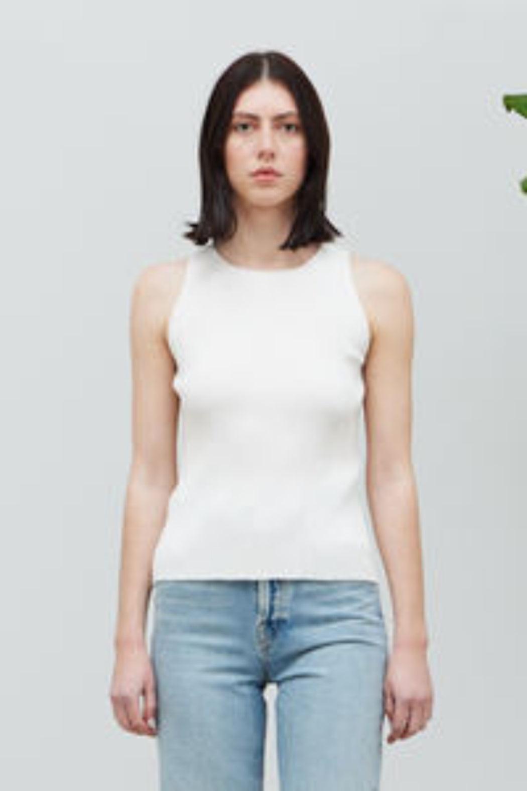 Sleeveless Stripe Knit Top Product Image