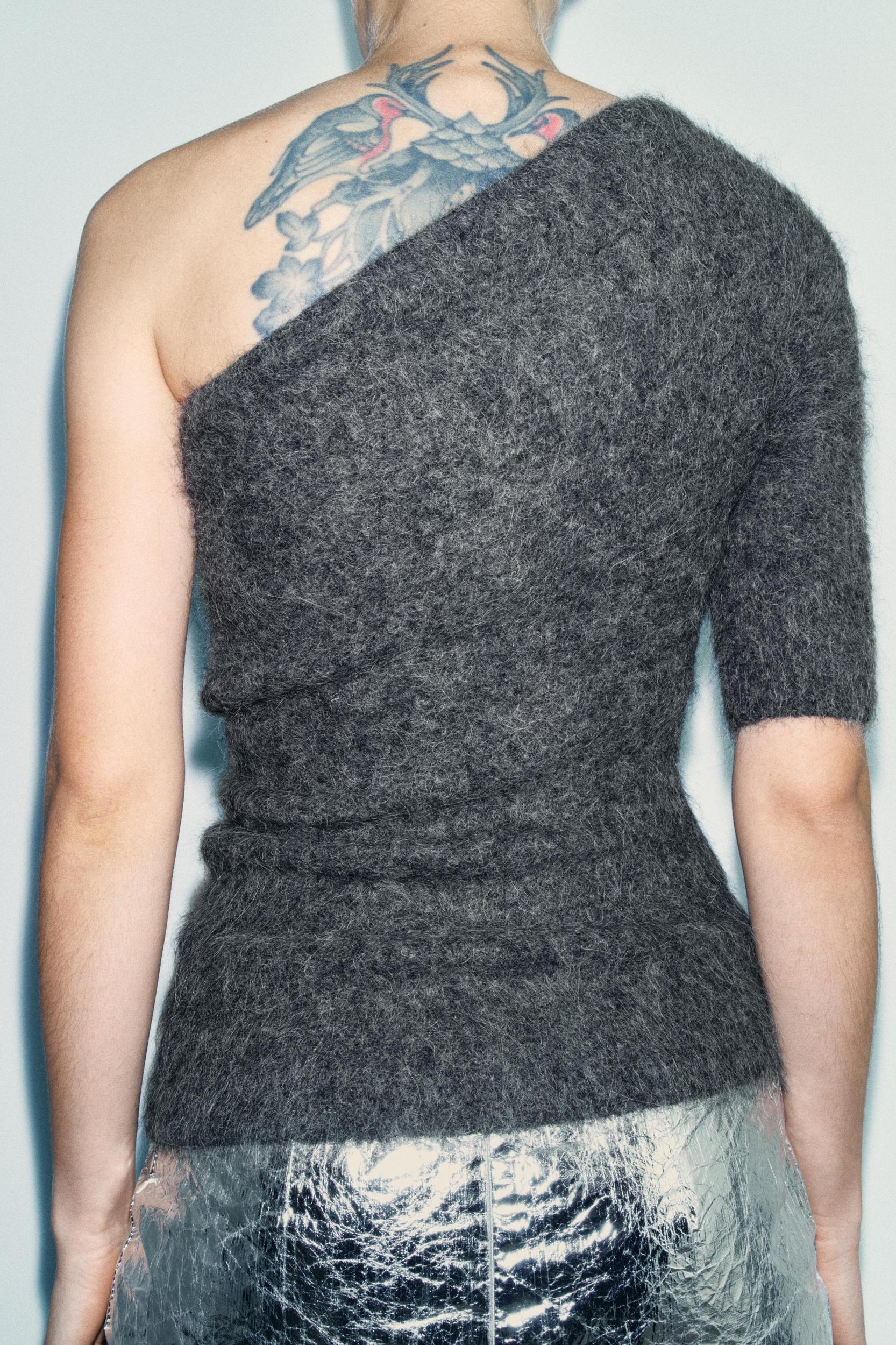 ASYMMETRIC ALPACA BLEND KNIT TOP Product Image