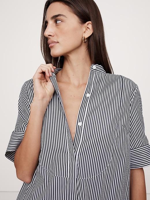 Poplin Tuxedo-Front Midi Dress Product Image