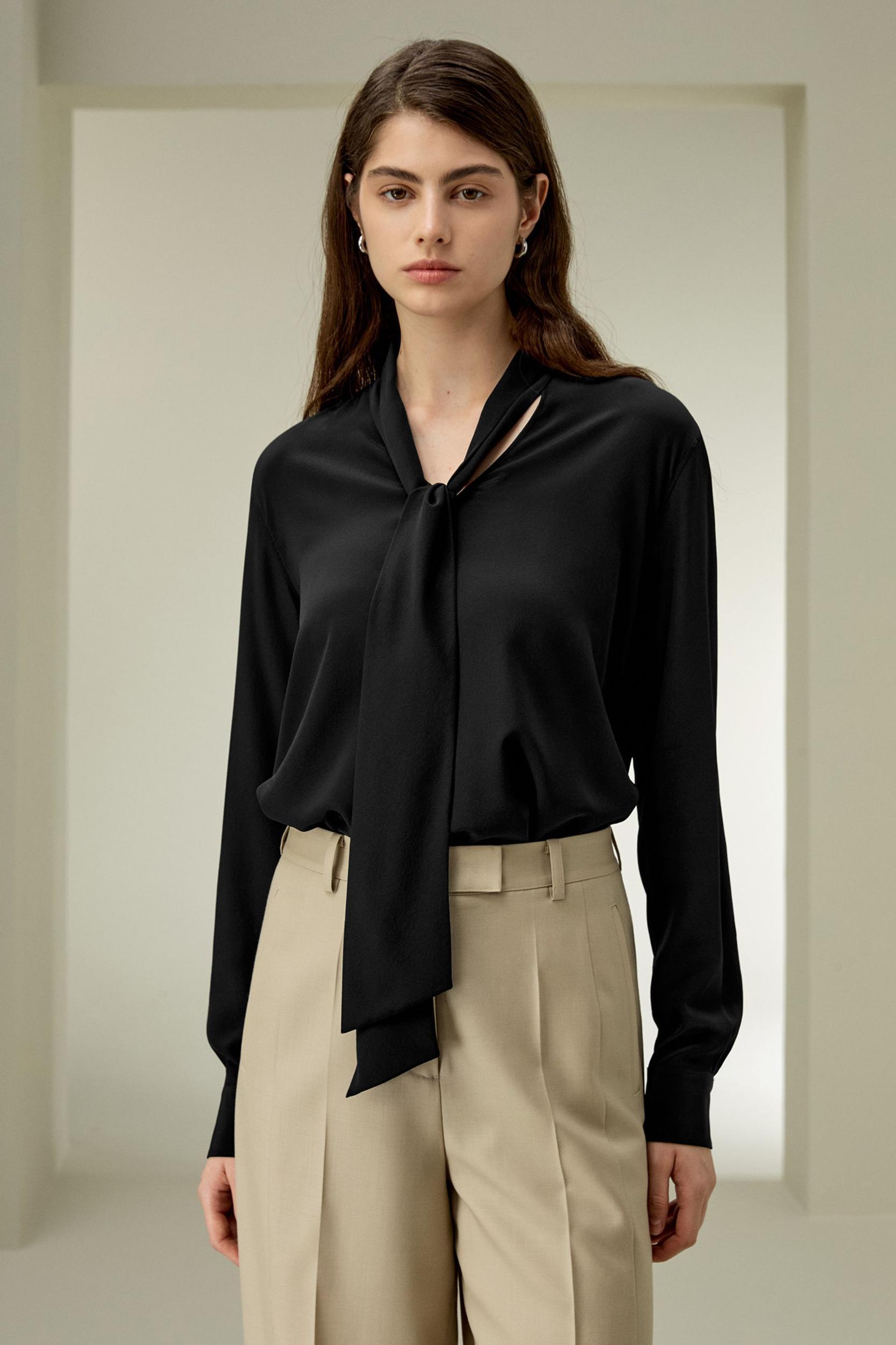 Silk Bowtie Blouse Product Image
