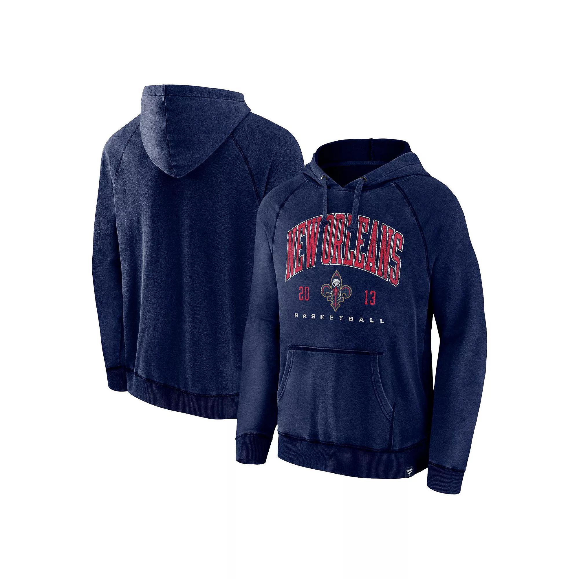 Men's Fanatics Branded Heather Navy New Orleans Pelicans Foul Trouble Snow Wash Raglan Pullover Hoodie, Size: Small, Blue Product Image