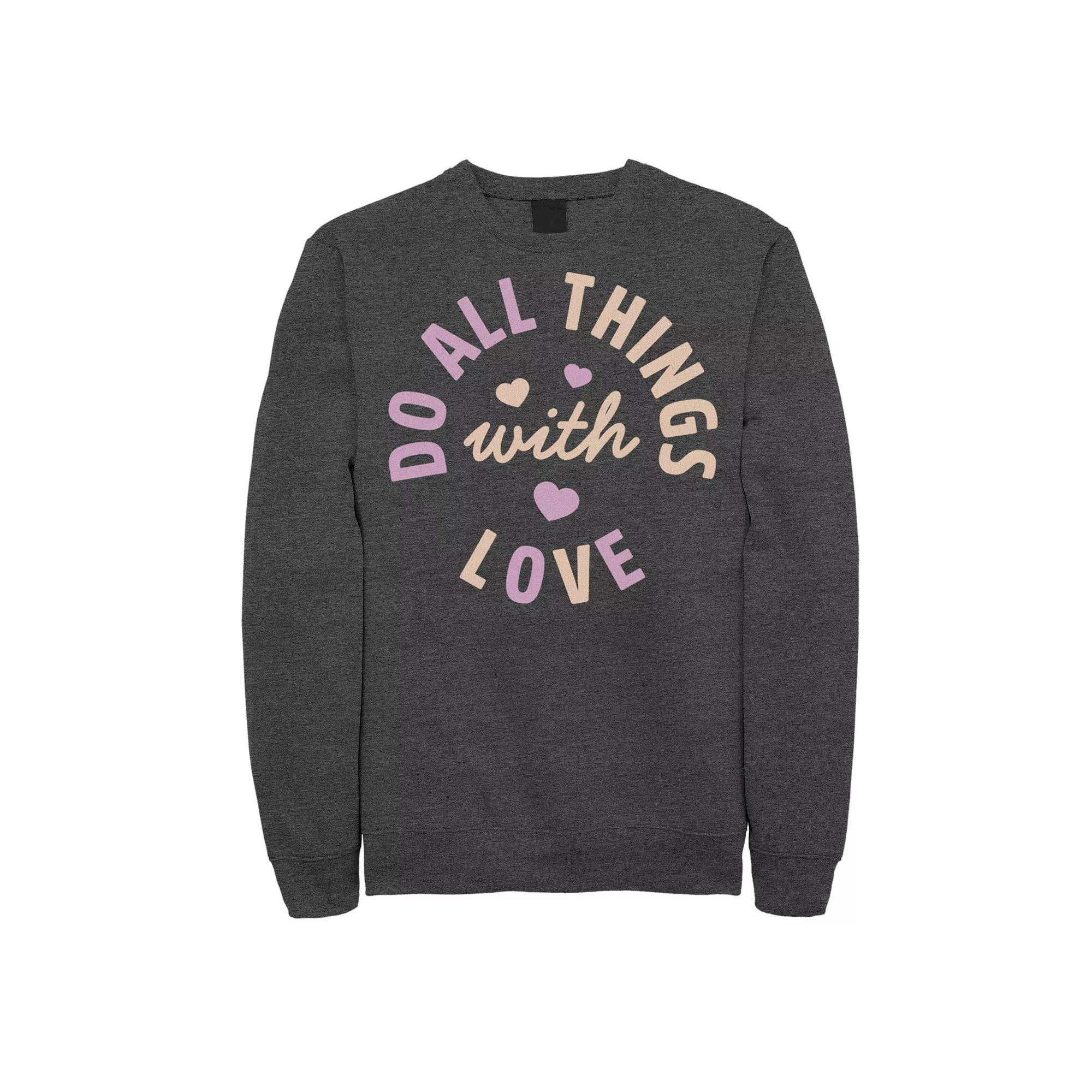 Men's Fifth Sun "Do All Things With Love" Hearts Sweatshirt, Size: XXL, Grey Heather Product Image