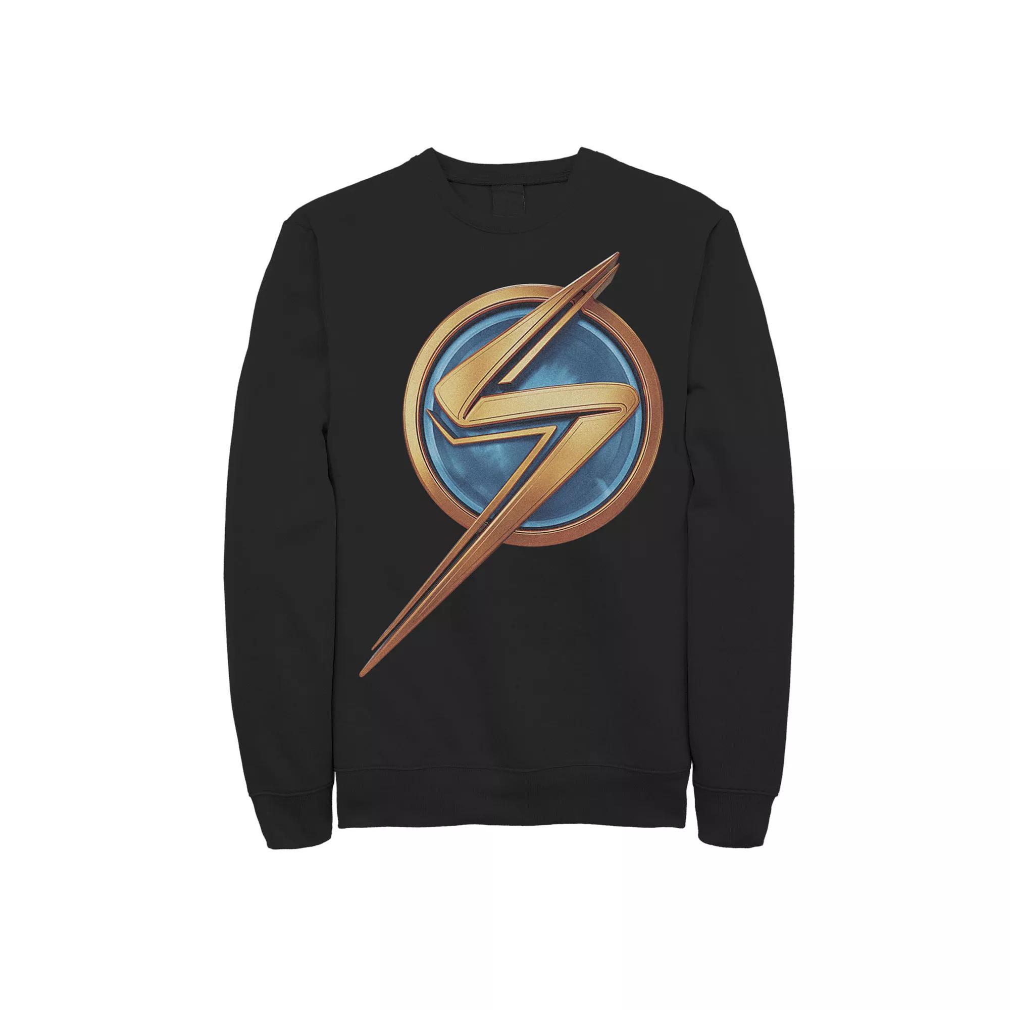 Men's Ms. Marvel Bronze And Blue Logo Icon Sweatshirt, Size: Large, Black Product Image