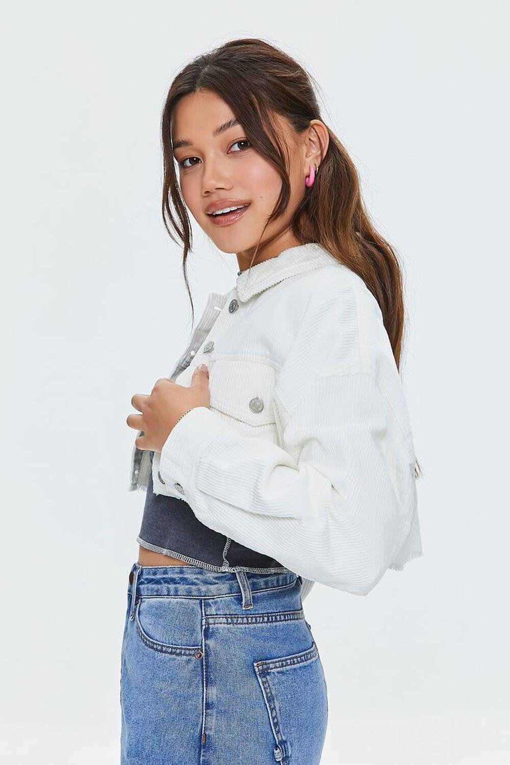 Cropped Frayed Corduroy Jacket | Forever 21 Product Image