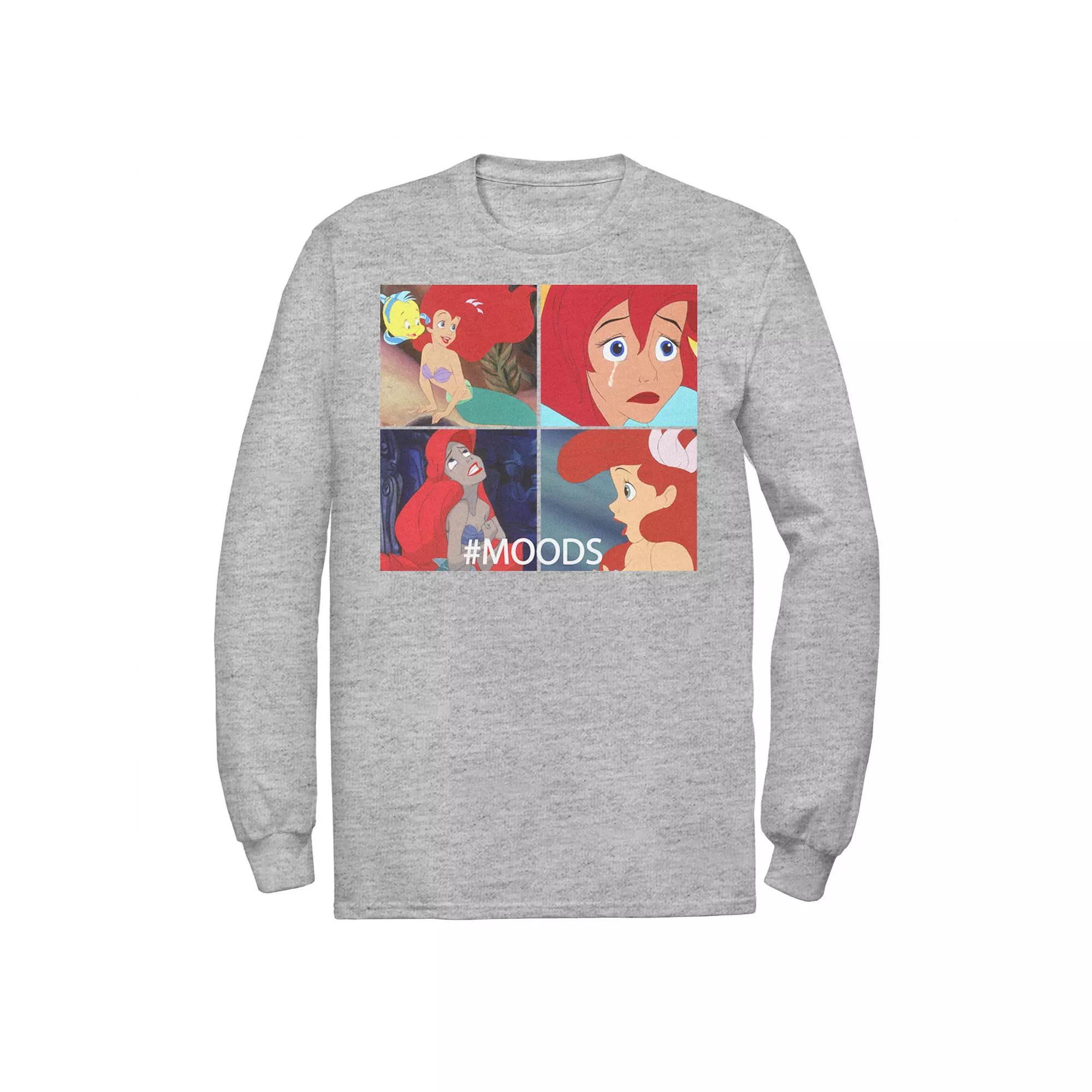 Disneys The Little Mermaid Ariel Mens Mood Panels Tee Athletic Grey Product Image