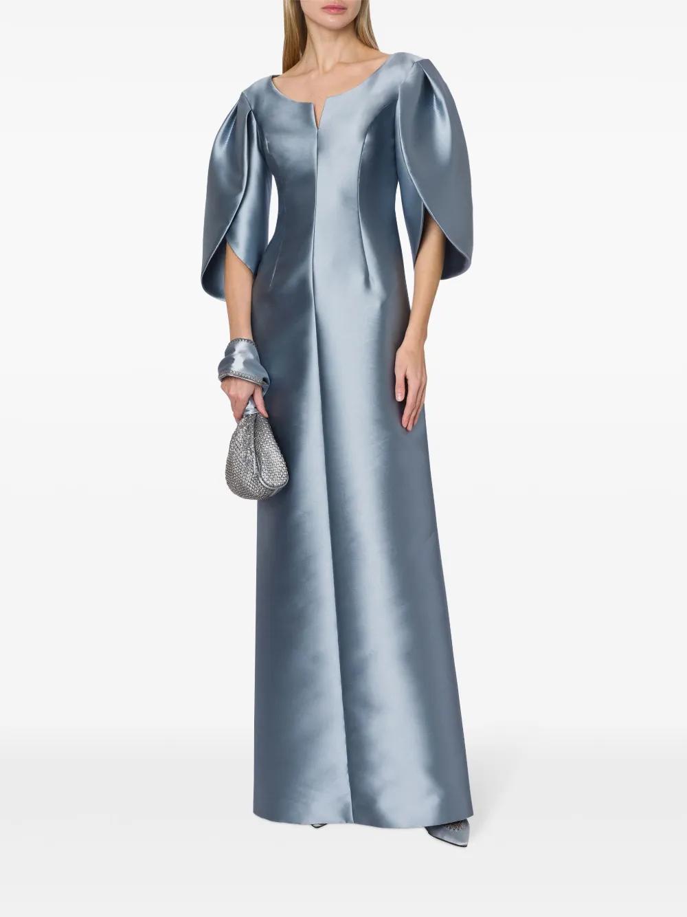 ALBERTA FERRETTI Balloon-sleeve Satin Gown In Grey Product Image