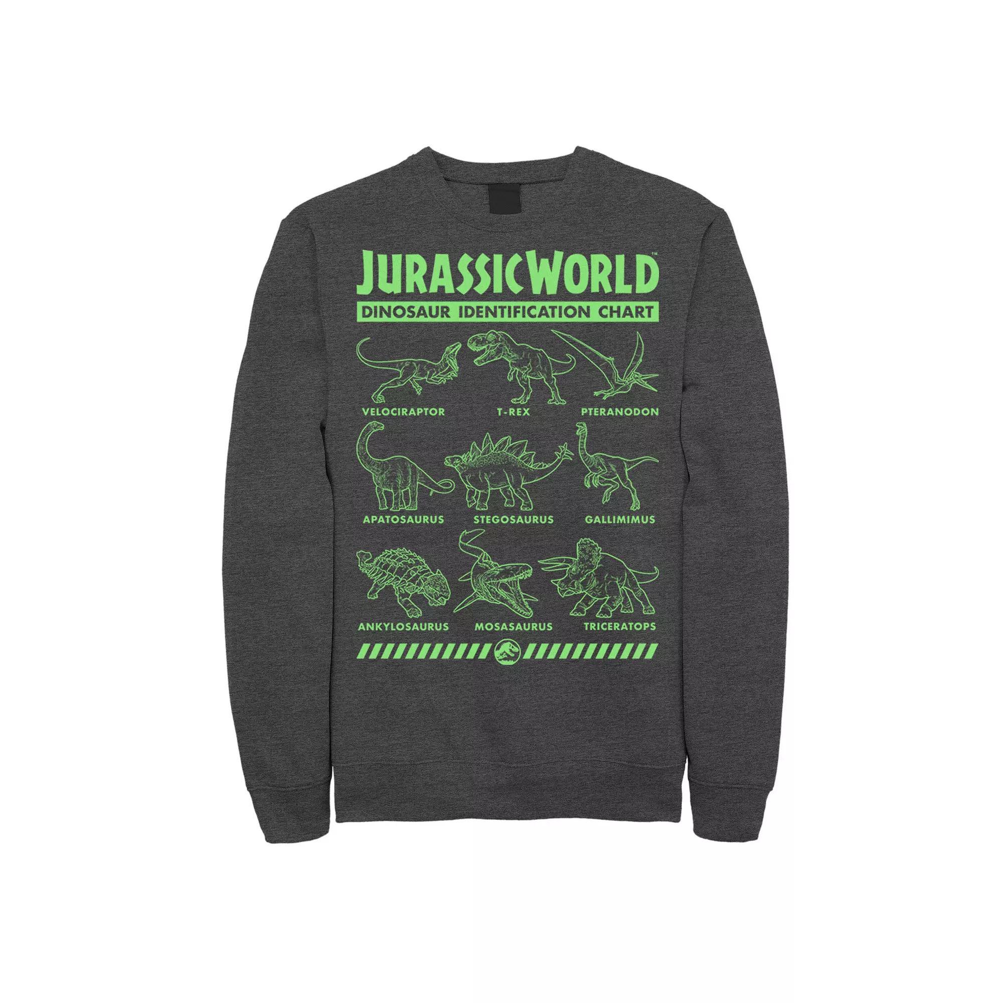 Men's Jurassic World Two Dino Gradient ID Chart Sweashirt, Size: Large, Grey Heather Product Image
