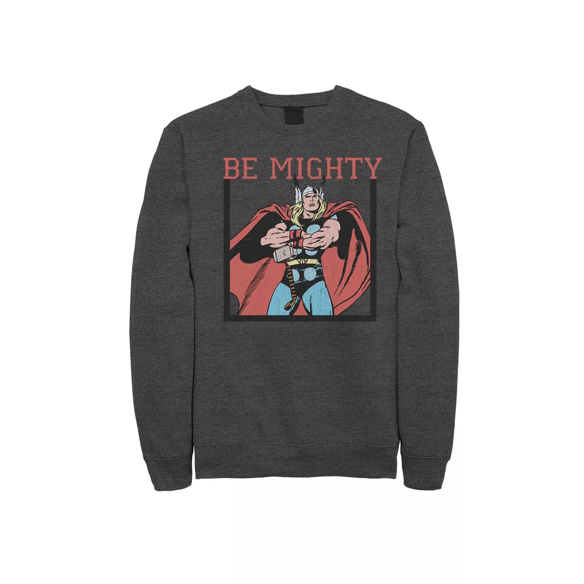 Men's Marvel Thor Poster Be Mighty Fleece, Size: Large, Grey Heather Product Image