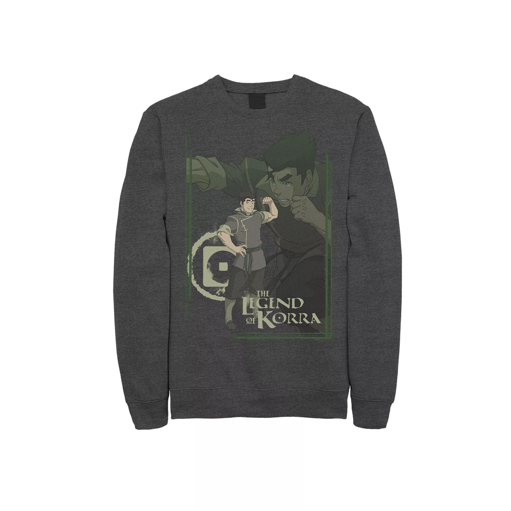 Men's The Legend Of Korra Bolin Collage Poster Graphic Fleece Pullover, Size: Small, Grey Heather Product Image