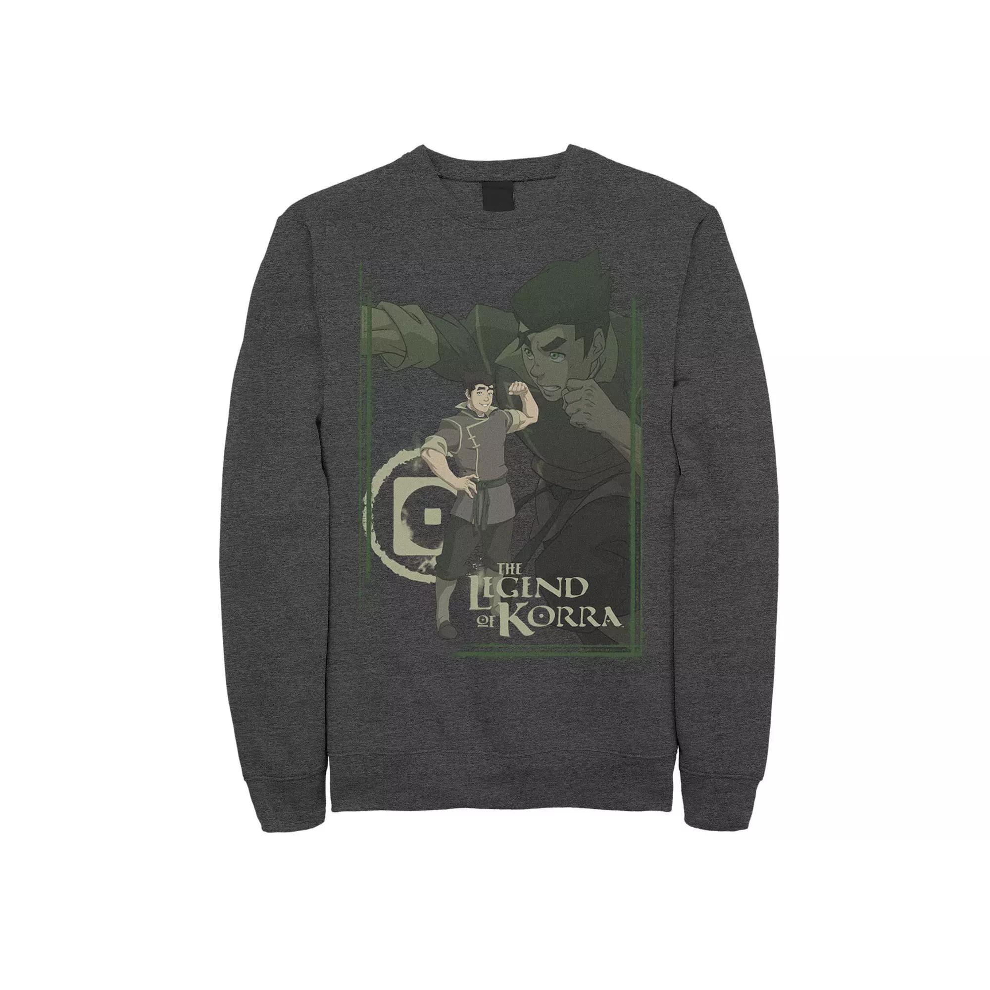 Men's The Legend Of Korra Bolin Collage Poster Graphic Fleece Pullover, Size: Small, Grey Heather Product Image