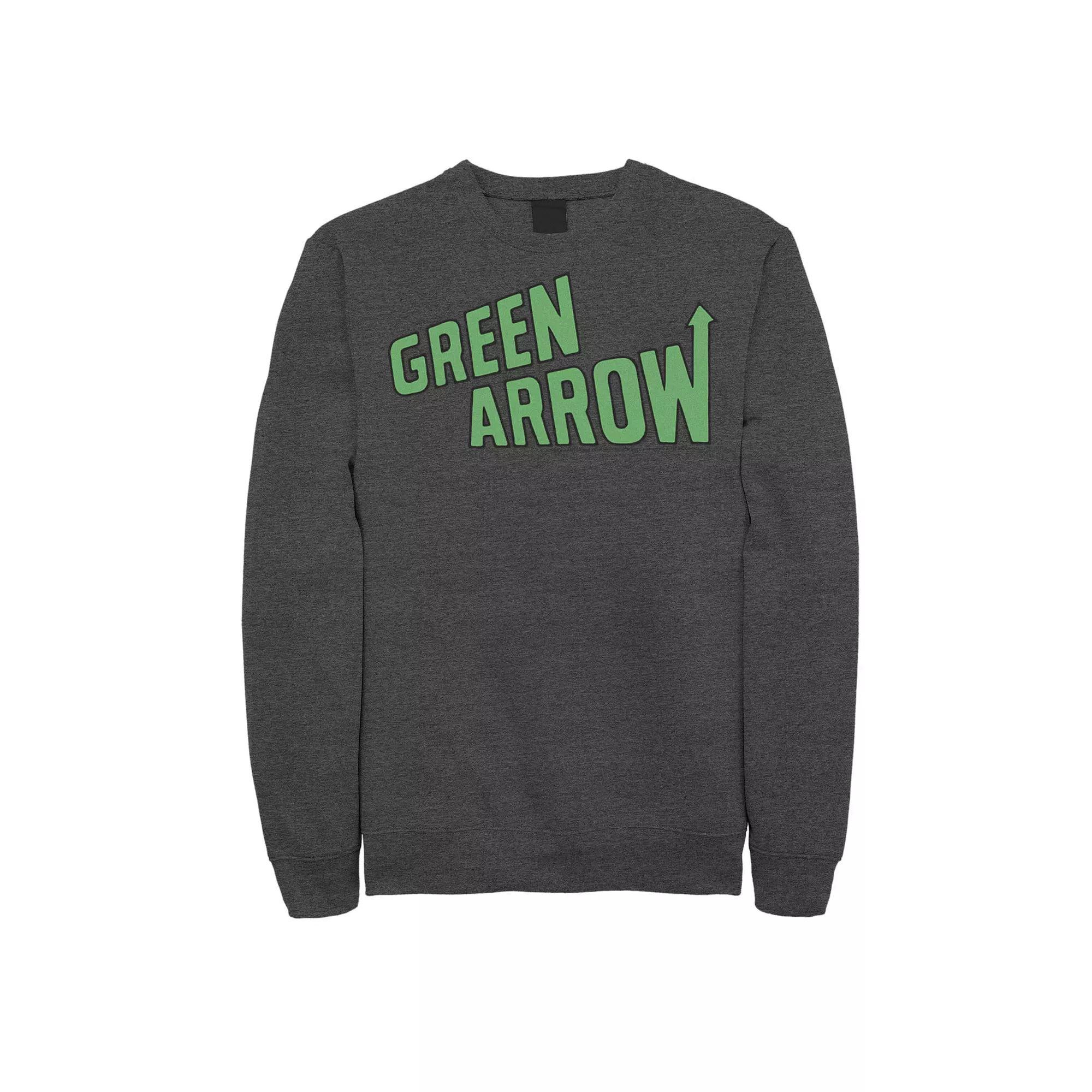 Men's DC Comics The Green Arrow Text Poster Sweatshirt, Size: XXL, Grey Heather Product Image