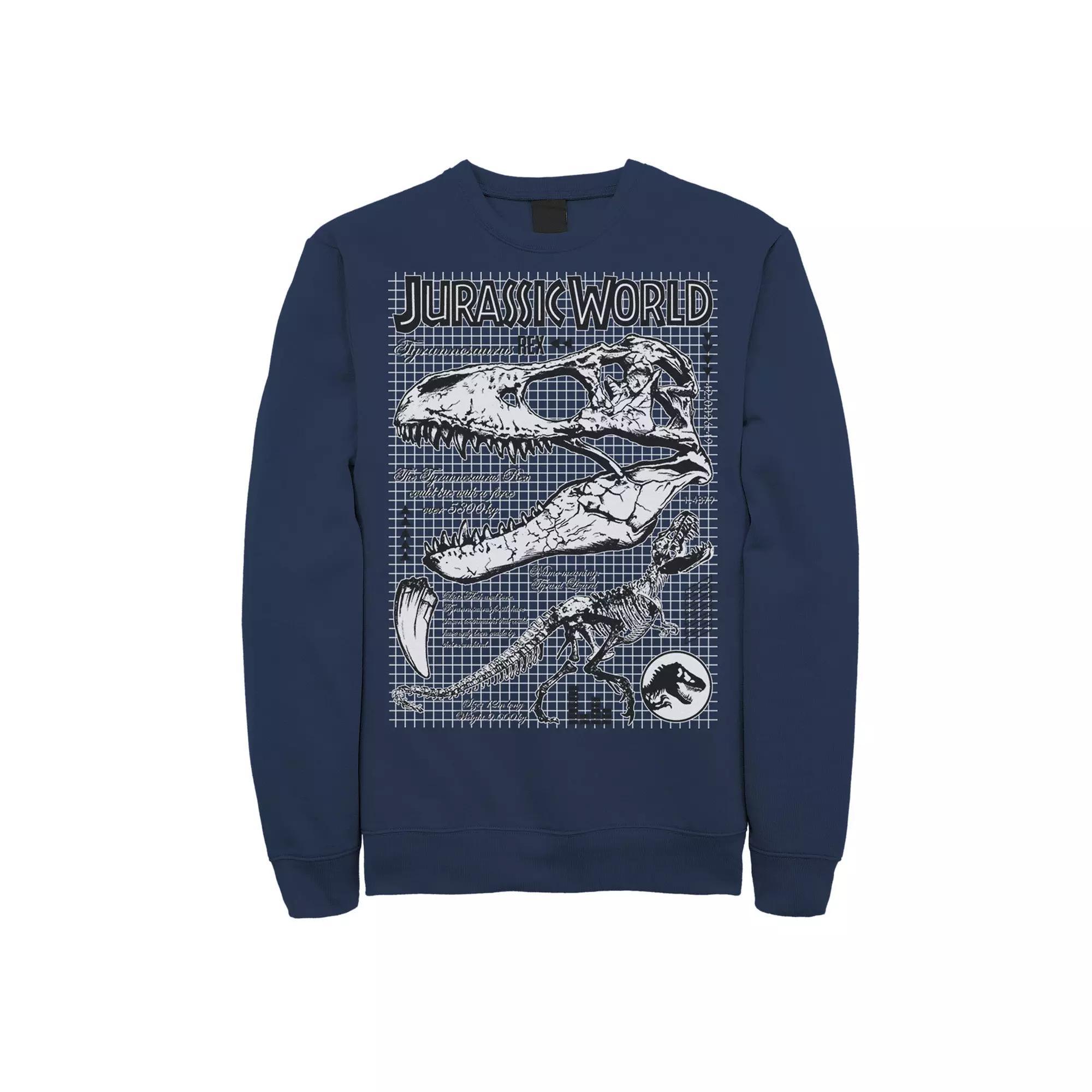 Men's Jurassic World Two T-Rex Bones Schematic Graphic Graphic Fleece Pullover Pullover, Size: XL, Black Product Image