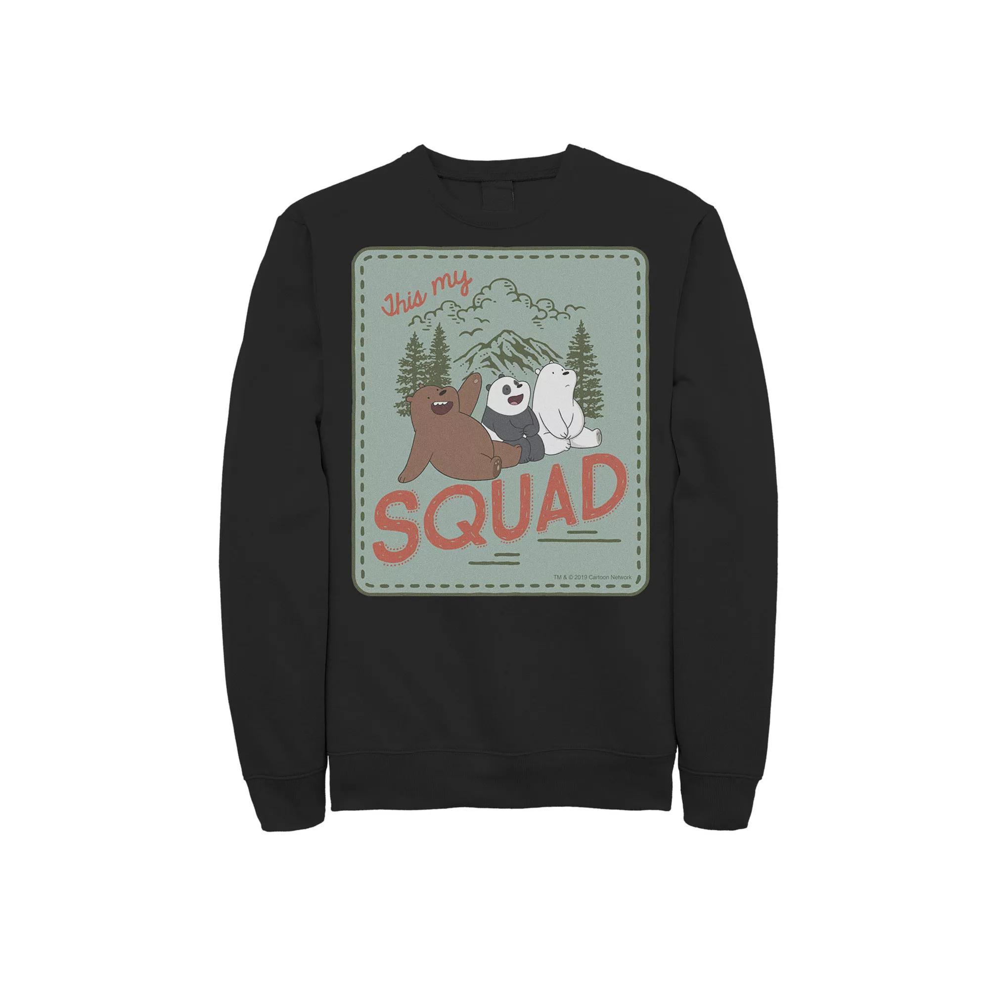 Men's Cartoon Network We Bare Bears This My Squad Patch Sweatshirt, Size: Medium, Black Product Image