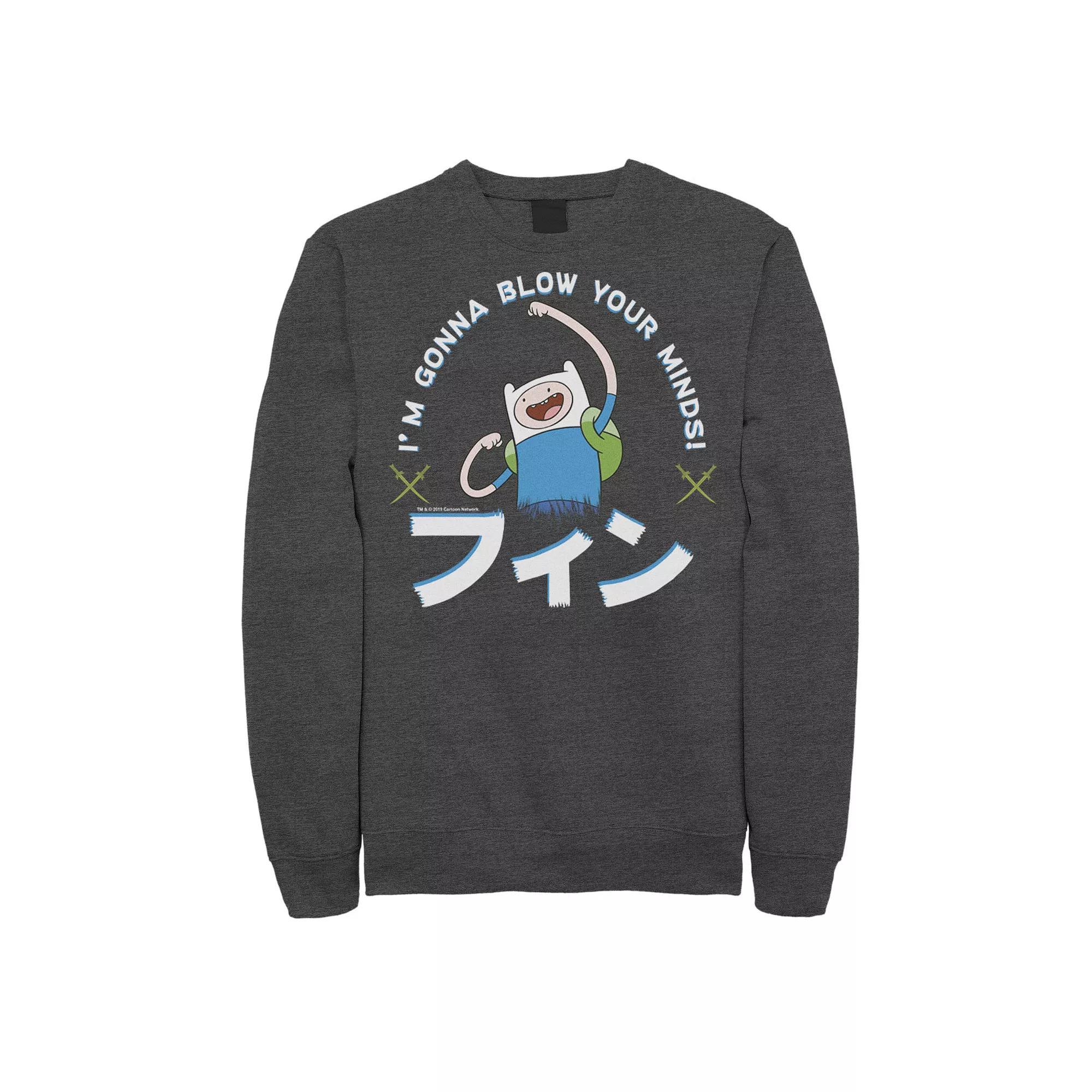 Men's Cartoon Network Adventure Time Finn The Hero Sweatshirt, Size: Large, Black Product Image