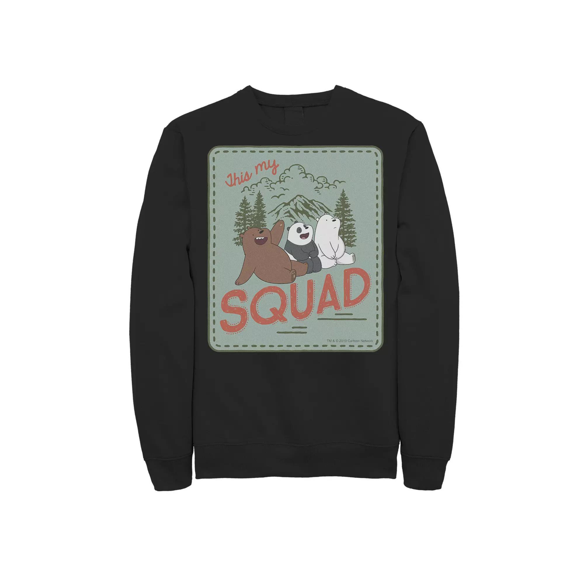 Men's Cartoon Network We Bare Bears This My Squad Patch Sweatshirt, Size: Medium, Black Product Image