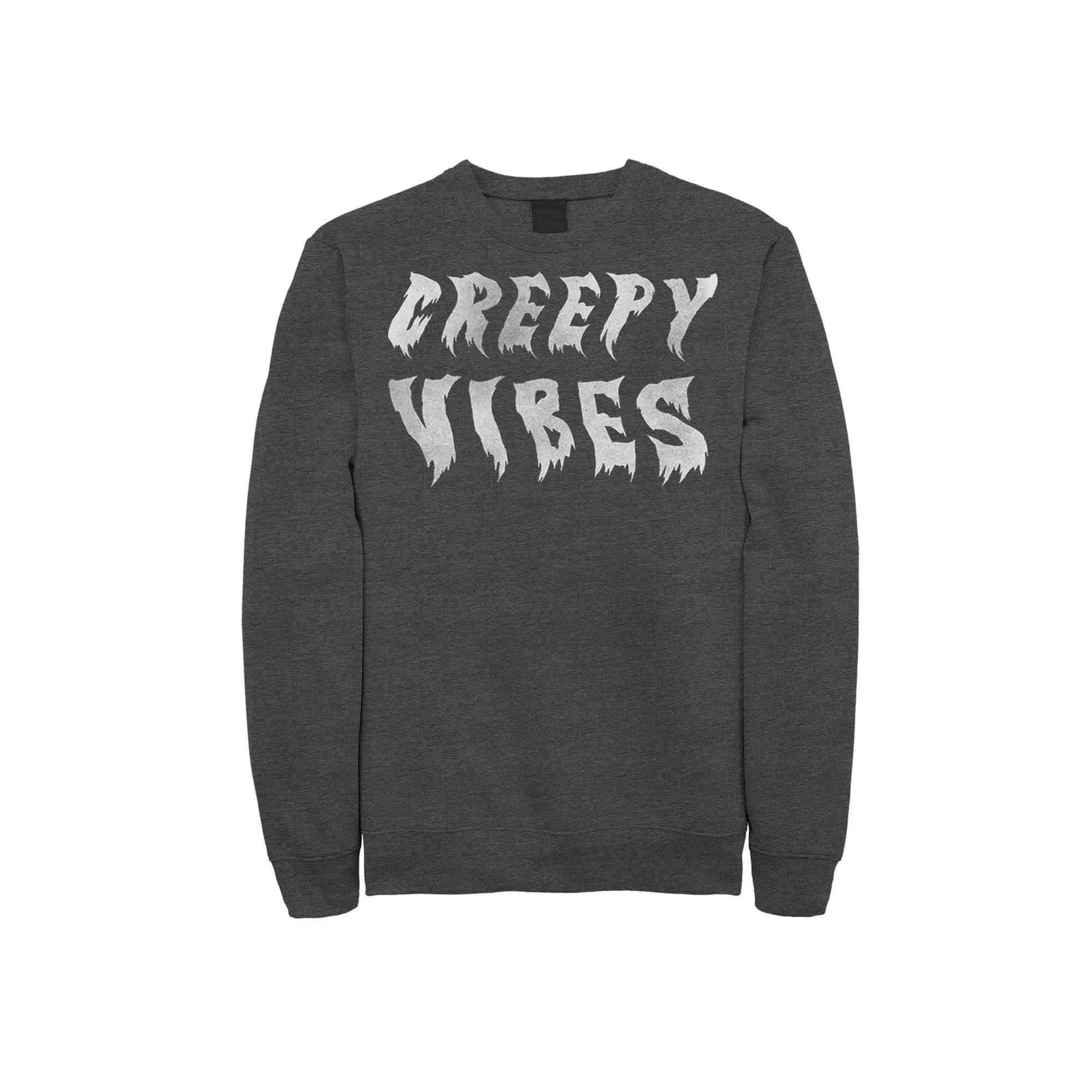 Mens Creepy Vibes Spooky Halloween Sweatshirt, Men's, Size: XL, Grey Heather Product Image