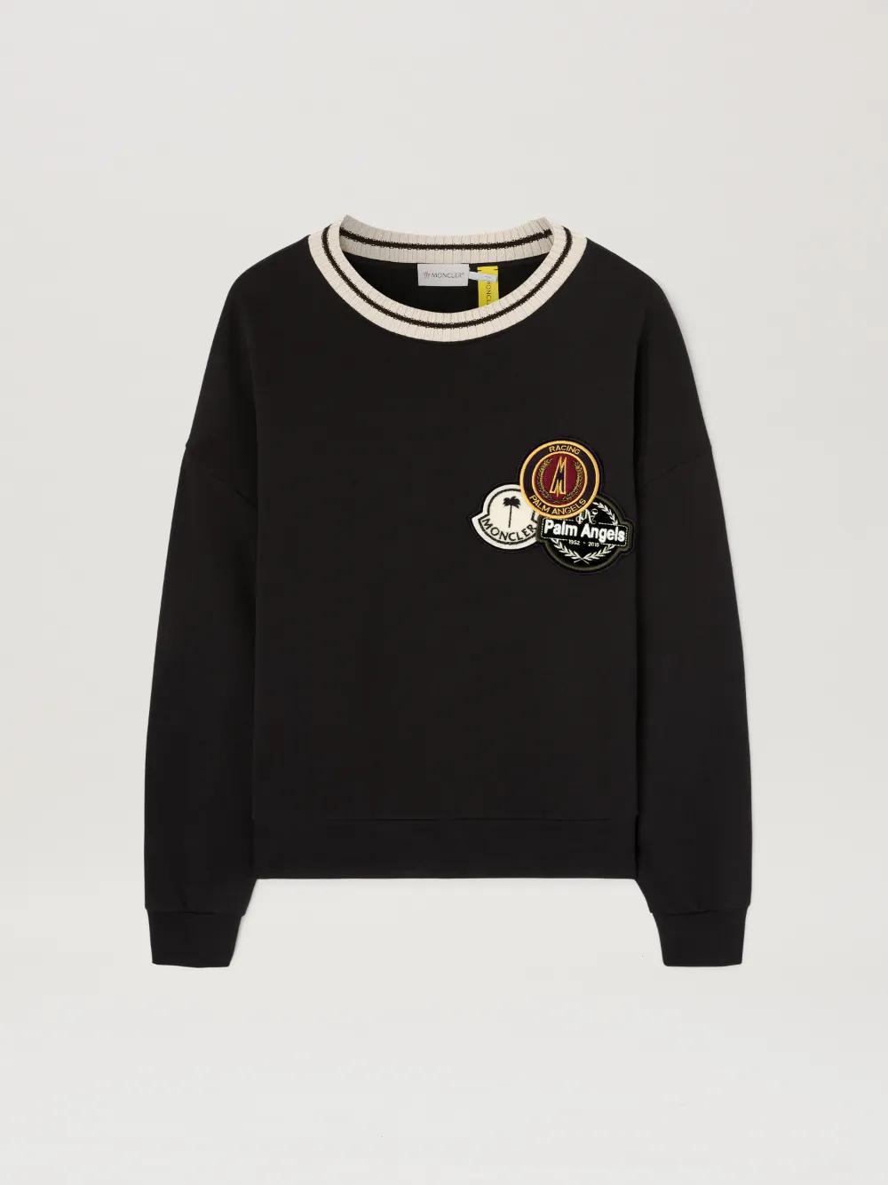 Tri-Patch Sweatshirt Moncler x Palm Angels in black  - Palm Angels® Official  Product Image