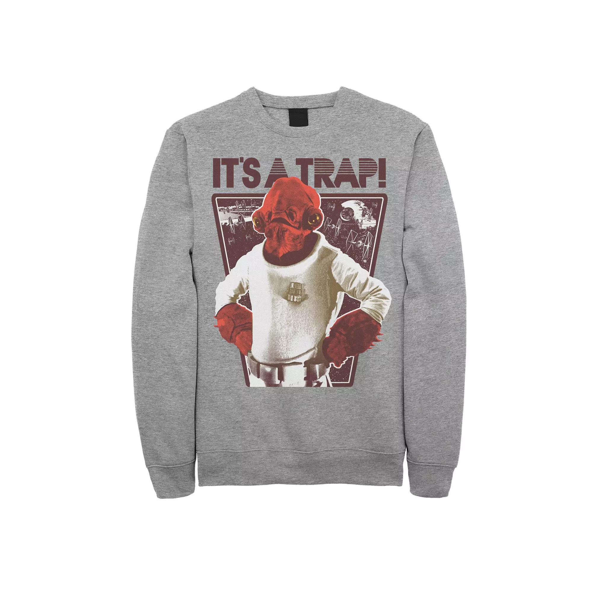 Mens Star Wars Its a Trap Sweatshirt Athletic Grey Product Image