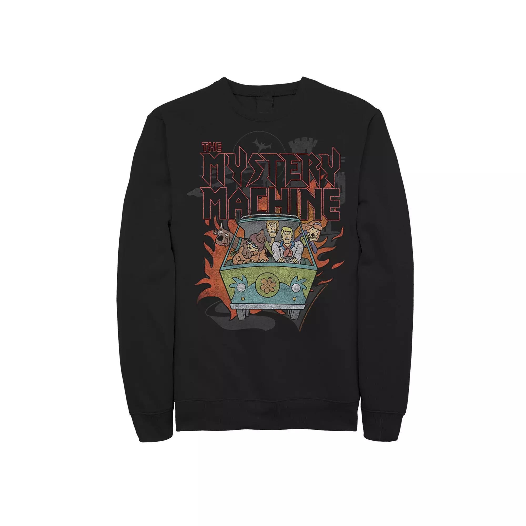 Big & Tall Scooby-Doo The Mystery Machine Flame Portrait Fleece Graphic Pullover, Men's, Size: 3XL Tall, Black Product Image