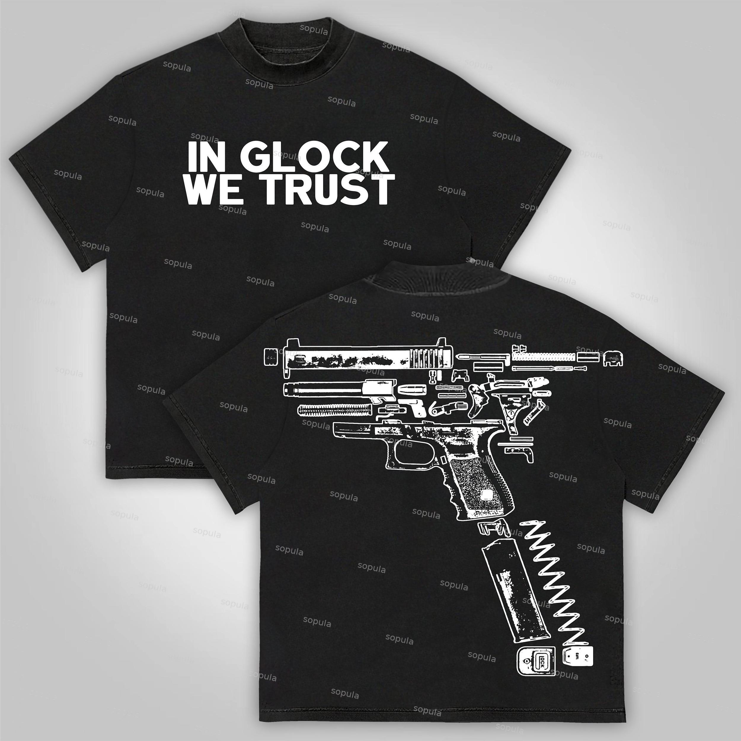 Sopula Vintage In Glock We Trust Graphic Cotton T-Shirt Product Image