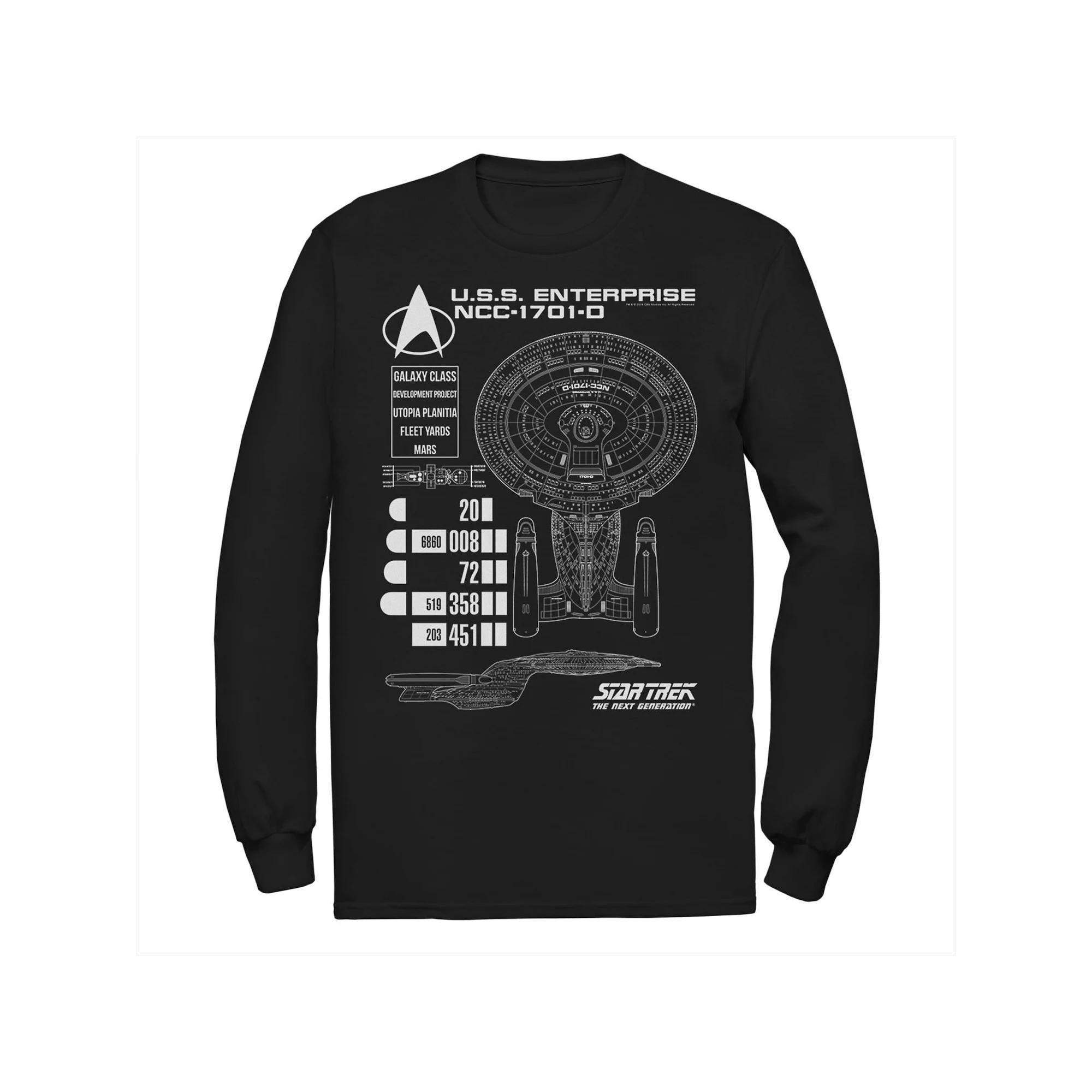 Men's Star Trek Next Generation Enterprise Chart Tee, Size: Small, Black Product Image