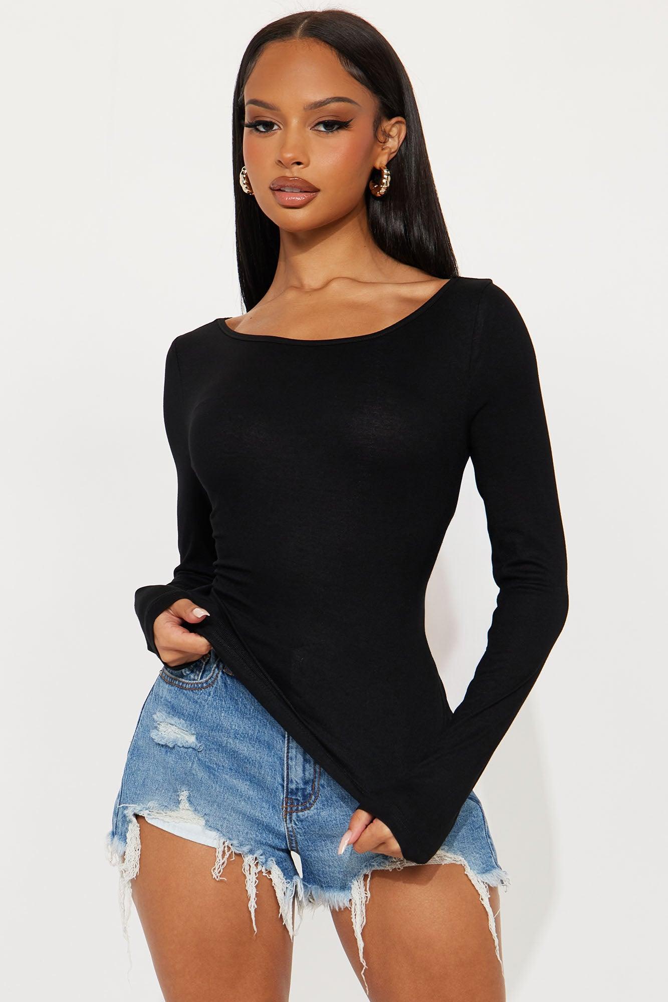 Linny Long Sleeve Top - Black Product Image