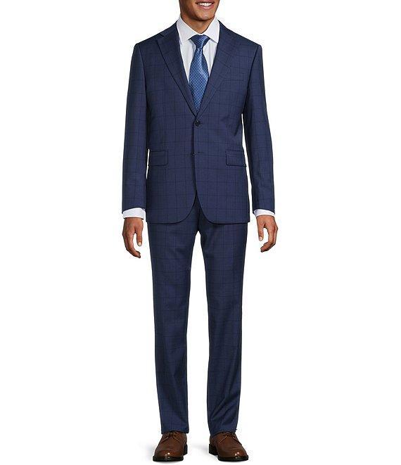 Hickey Freeman Modern Fit Flat Front Windowpane 2 Piece Suit Product Image