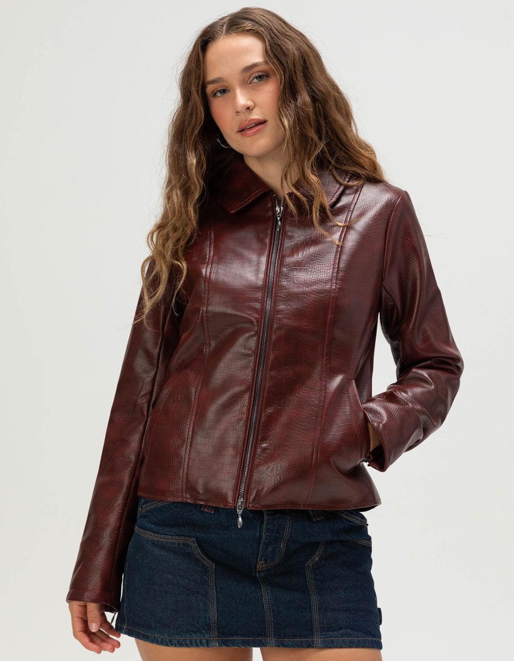 BDG Urban Outfitters Womens Fitted Faux Leather Jacket - RED Product Image