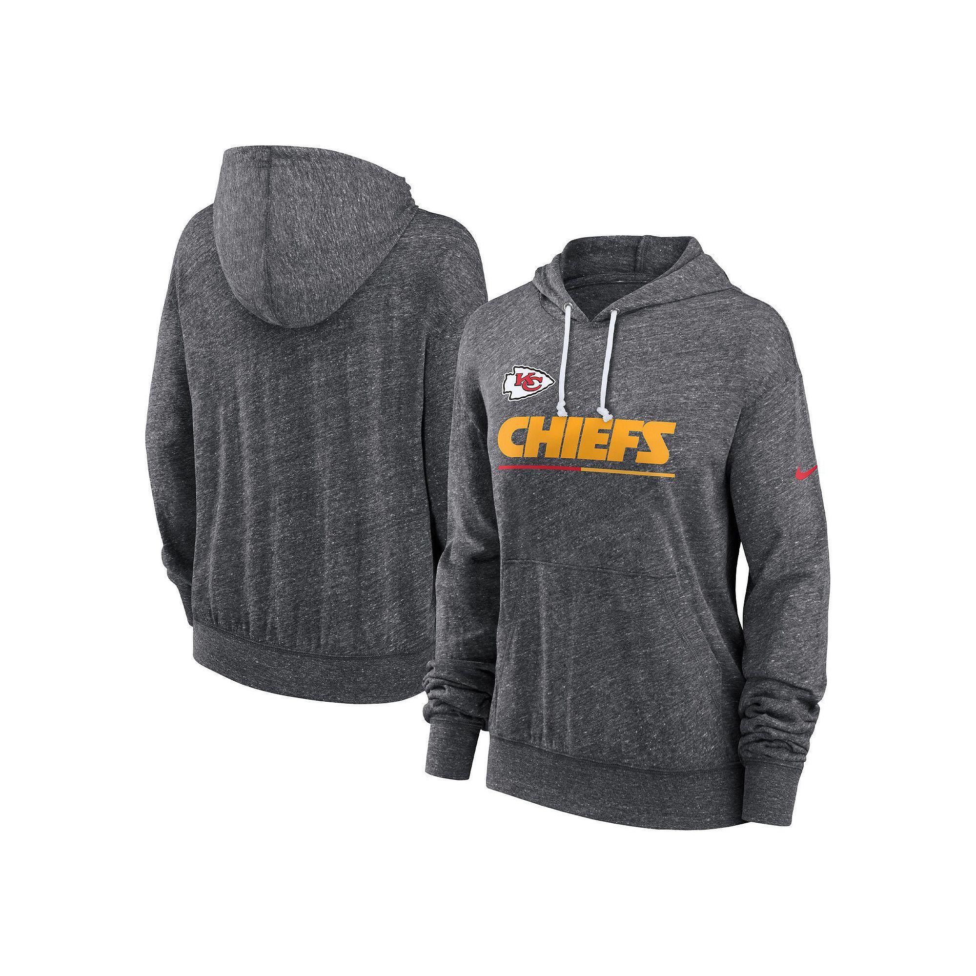 Women's Nike Heathered Charcoal Kansas City Chiefs Team Spirit Gym Vintage Performance Pullover Hoodie, Size: Medium Product Image