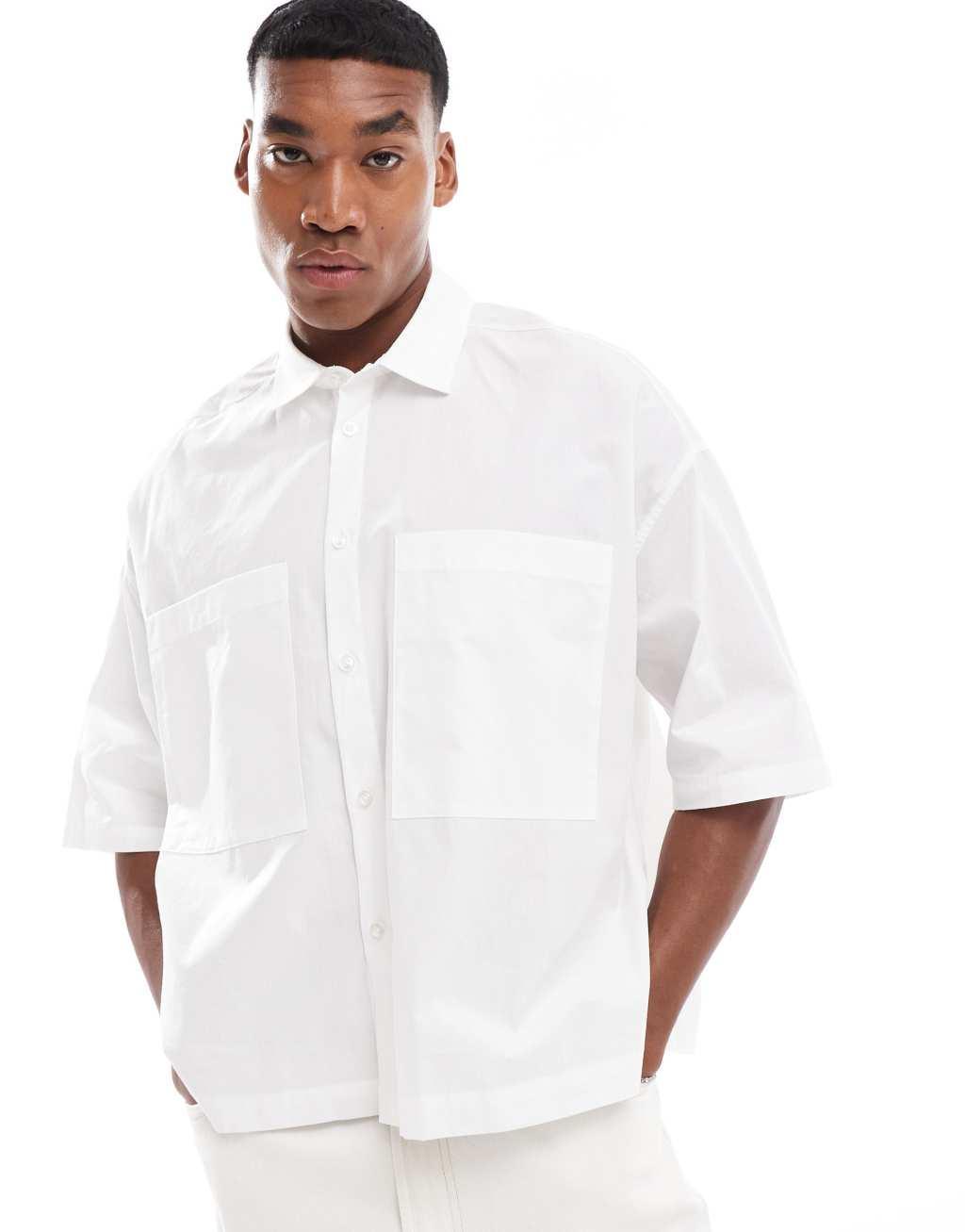ASOS DESIGN extreme oversized boxy shirt in white Product Image